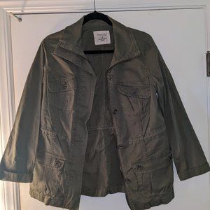 SONOMA WOMEN'S JACKET Small S Life + Style Green Long Sleeve Button Zip Up Down